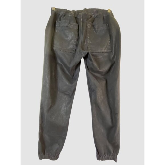 Hudson Black Jogger Pants Coated‎ Leather Like Finish Medium Jeans Punk Rock Y2K - Picture 4 of 7